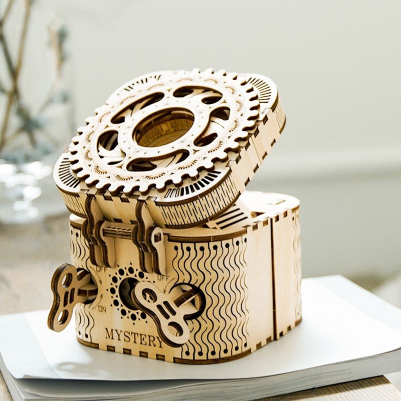 robotime3d立体木质拼装机械传动交通模型手工diy小屋玩具齿轮系列