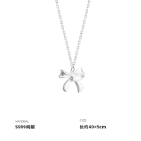 999纯银蝴蝶结吊坠项链女锁骨链轻奢时尚闺蜜礼物时尚气质送女朋友老婆情人节七夕生日礼物