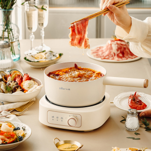 小熊(Bear)电煮锅 多功能锅 电热锅电炒锅 2.5L小电锅分体 学生宿舍电火锅蒸煮煎炒锅配蒸笼 DHG-D25D1