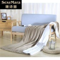 珊诗丽A面纯棉秋冬加厚沙发盖毯加绒针织休闲办公室毛毯羊羔绒空调毯