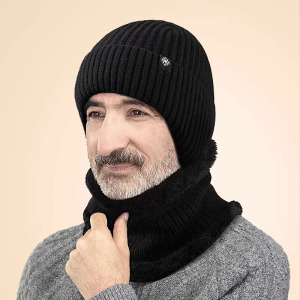 啄木鸟中老年帽子男士冬季保暖护耳老人帽爸爸爷爷针织加绒毛线帽