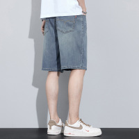 天丝莱赛尔男士牛仔短裤夏季冰丝薄款直筒宽松五分裤透气运动休闲