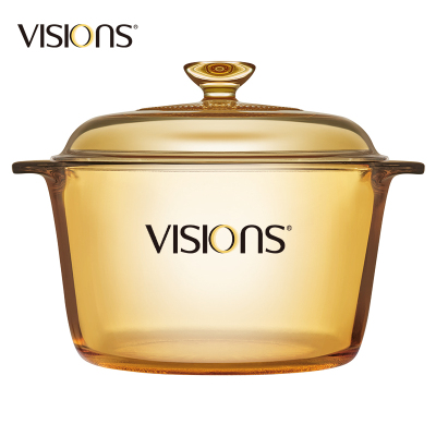 美国康宁（VISIONS）晶典玻璃锅VS-3-VF-E/KZ家用3L汤锅煮锅炖锅耐高温透明琥珀色锅