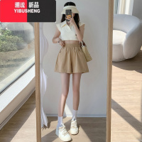 YIBUSHENG棉麻工装运动短裤女2024新款显瘦高腰阔腿宽松休闲跑步速干热裤