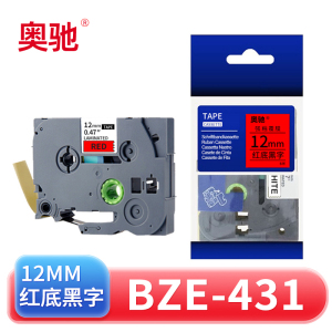 奥驰 标签色带BZe-431 12mm红底黑字 个