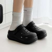 大码女鞋夏季新款百搭EVA轻便透气防滑洞洞鞋厚底增高套脚花园鞋