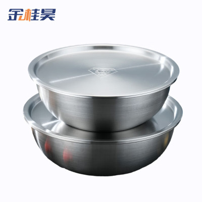 金桂昊 304 不锈钢汤盆 砂光汤盆+盖子 22cm /个