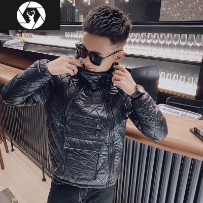 HongZun社会精小伙棉衣男网红修身连帽外套2020年新款绿色棉服袄子加厚棉衣