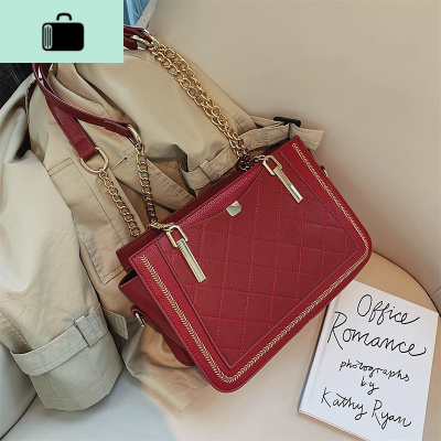 网红质感上新包包女包2020新款菱格链条托特包韩版百搭磨砂斜挎包NEW LAKE女斜挎包