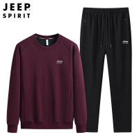 JEEP吉普2025新款男士圆领卫衣套装男士针织运动大码卫衣套装6268