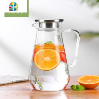 家用冷水壶玻璃耐热高温凉白开水杯茶壶扎壶套装大容量水瓶凉茶壶 FENGHOU 方底1600ML+2个300ML杯凉水壶