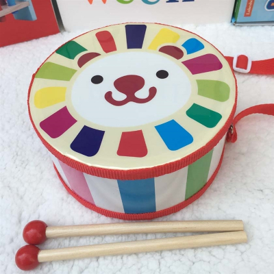 儿童手拍玩具小鼓幼儿园教具宝宝敲打鼓男孩女孩1-3岁奥尔夫乐器15CM红熊双面鼓