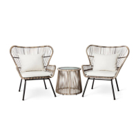 金菲罗格 户外桌椅组合藤椅三件套花园吊椅休闲PE藤编北欧创意 一桌两椅(铝架)颜色可定制