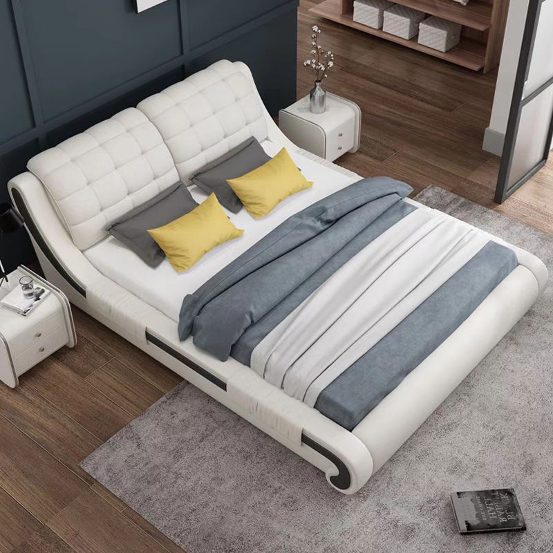 鑫环境 1500mm*2000mm 北欧真皮床现代简约双人床轻奢高箱储物大床主卧皮艺床