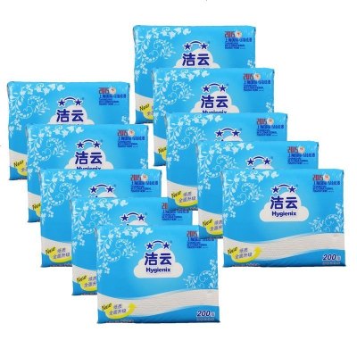 洁云平板卫生纸厕纸手纸200张平板压花纸加厚8包