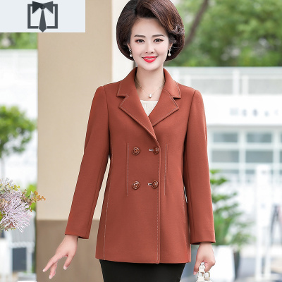 SUNTEK小个子妈妈秋装外套短款2020新款中老年女春秋洋气风衣中年西装薄风衣