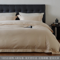 轻奢风100支长绒棉提花四件套全棉纯棉被套床单纯色高档床上用品4