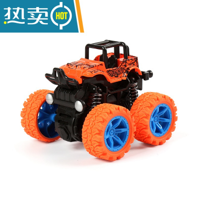 儿童四驱惯性越野车小汽车男孩玩具回力耐摔翻斗车小孩玩具模型车真智力酷炫越野车桔色-回力玩具