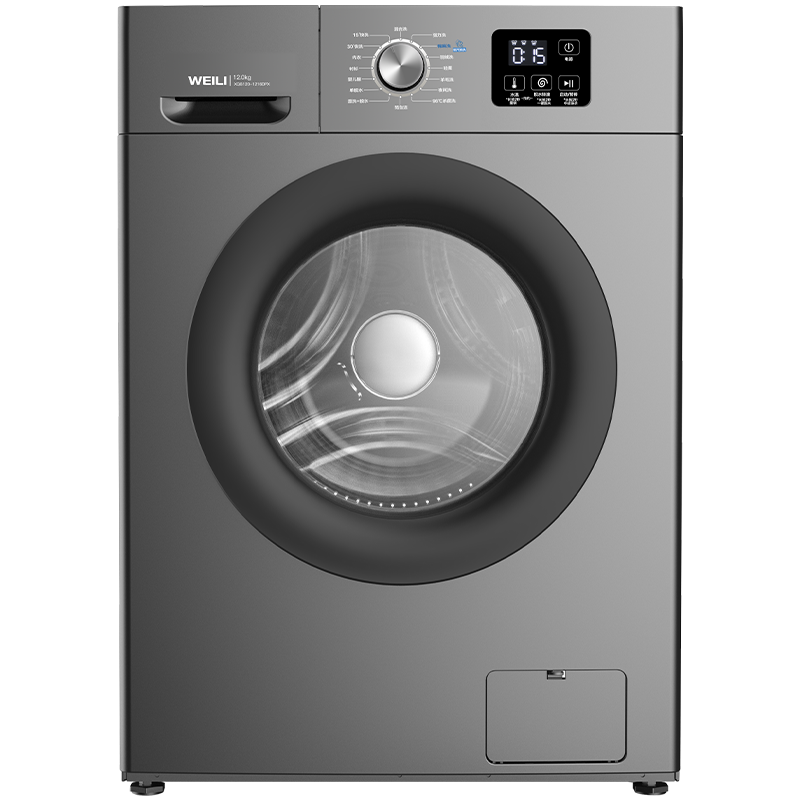 威力12公斤大容量变频滚筒 高温筒自洁 15分钟快速洗 蒸汽洗 一级能效全自动洗衣机XQG120-1216DPX钛金灰