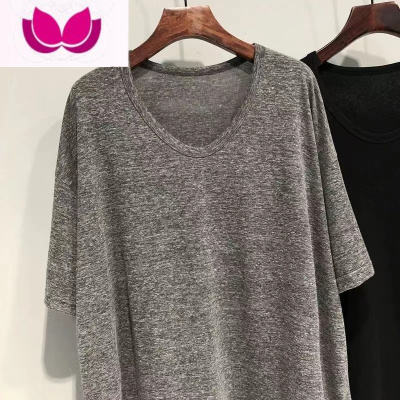 七斓特大码300斤纯色短袖t恤男女夏季新款宽松圆领体恤休闲半袖打底衫