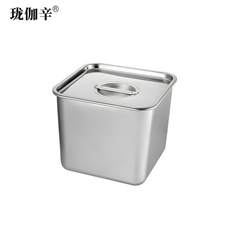 珑伽辛 不锈钢带盖方形味盅调料盒 20*20*14cm/个