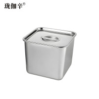 珑伽辛 不锈钢带盖方形味盅调料盒 20*20*14cm/个
