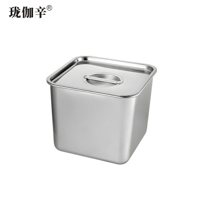 珑伽辛 不锈钢带盖方形味盅调料盒 20*20*14cm/个