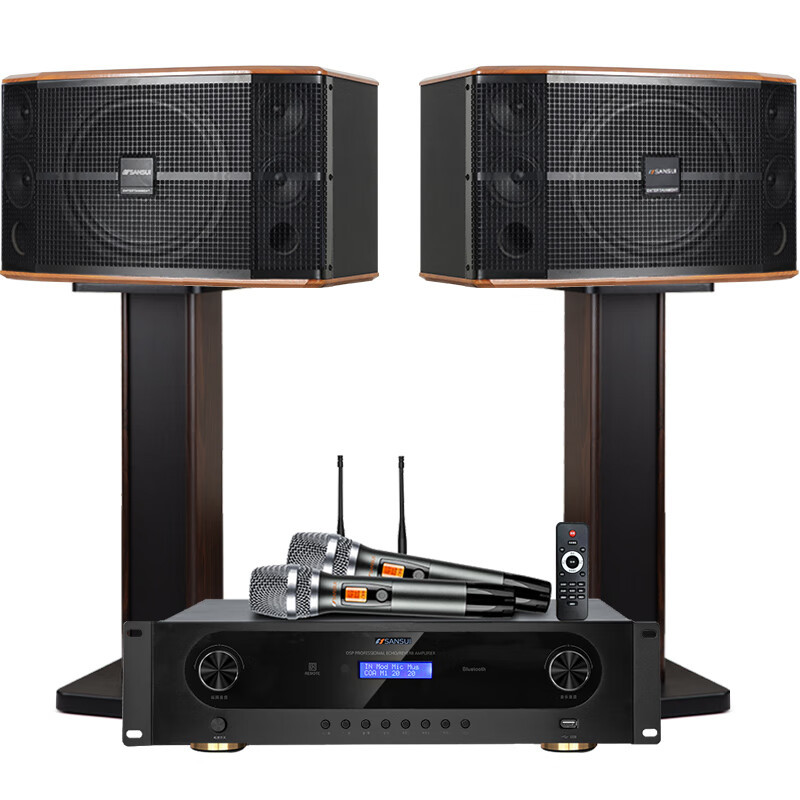 山水(SANSUI)FK-101 家用电视客厅音响套装 大音箱 FK101三分频10单元音响+功放+美声U段话筒