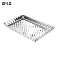 鑫格慧 食品级不锈钢方盘盘子长方形蒸饭盘 60*40*4.8cm带孔 个