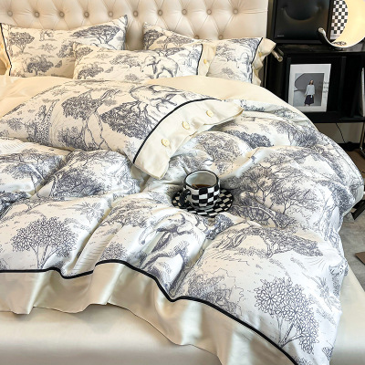 夏季冰丝四件套轻奢高档水洗天丝床单被套凉感床上用品2026新款_306