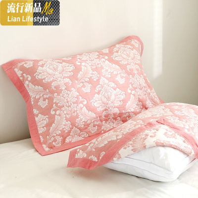 新款两条装日系棉4层纱布学生宿舍枕巾一对棉柔软舒适透 三维工匠