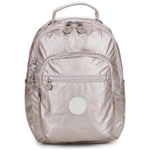 Kipling凯浦林双肩包女轻便实用耐用大容量时尚简约亮面多口袋 Gold