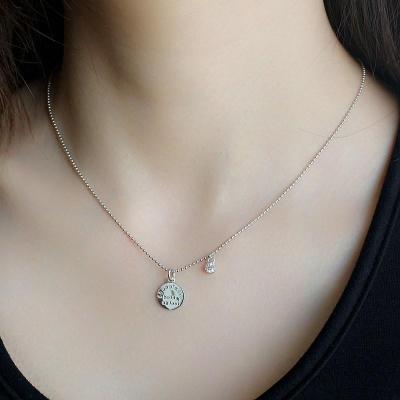 韩版个性简约银手饰创意与安排Love刻字镶钻S925纯银项链女手脚链送女朋友老婆情人节七夕生日礼物