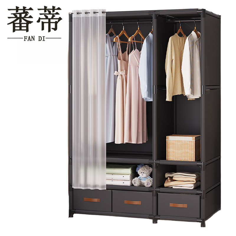 蕃蒂简易衣柜双排带抽屉个