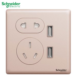 施耐德电气 开关插座 珍铂系列温莎金色 金属铝合金面板 家用86型插座 二三插墙壁插座 五孔电源插座 开关 带USB