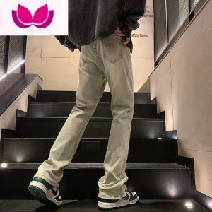 七斓oversize美式黄泥色牛仔裤男款修身直筒痞帅裤子高街vibe潮牌