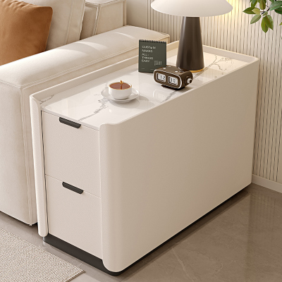 青木川 简约现代实木沙发边柜侧边柜轻奢岩板边几客厅家用角几简约现代茶水柜收纳储物柜夹缝柜超窄小茶桌角几