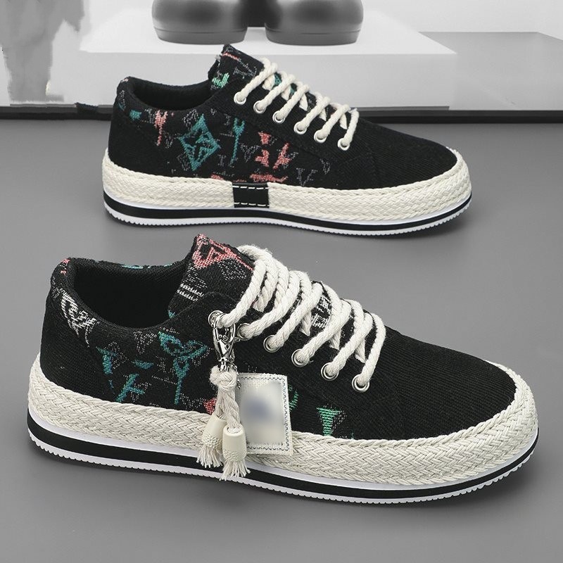 春季老北京布鞋帆布鞋男鞋透气潮流灯芯绒平板鞋男士休闲轻便薄款