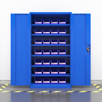 臻远重型五金工具柜铁皮柜双开门置物柜多功能零件柜~六层储物柜蓝色
