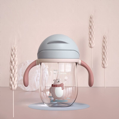 babycare儿童水杯幼儿园宝宝防漏防呛吸管杯带重力球学饮杯星际灰240ml