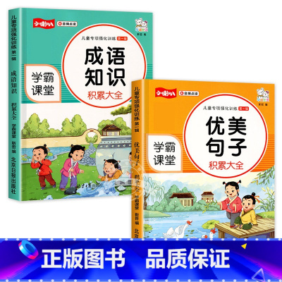 [2本]优美句子+成语知识 小学通用 [正版]小学语文优美句子积累大全训练修辞手法专项打卡计划手册小学生一年级二年级三年