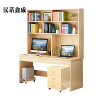 汉诺鑫威员工书桌书架组合家用带书柜一体办公桌100书桌+书架+三抽
