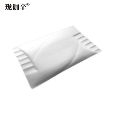 珑伽辛 陶瓷餐具长方盘子 长方钢琴盘 10英寸/个