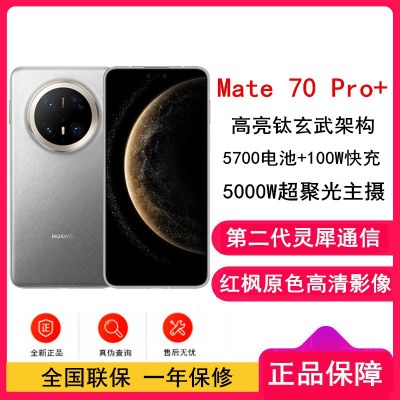 [全新]华为Mate70 Pro+ 金丝银锦 16GB+1TB 超清影像 5700毫安电池 100W快充 120Hz二代昆仑玻璃屏 支持卫星通话 防尘防水全网通手机