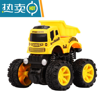 儿童工程车玩具宝宝惯性四驱越野车回力小汽车模型男孩挖掘机套装真智力四驱工程翻斗车-回力玩具