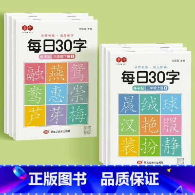 三年级上下册6本 [正版]减压同步字帖每日30字一年级字帖上下册语文雷射同步练字帖二三年级人教版小学生每日一练钢笔临摹描