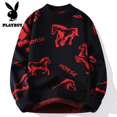花花公子新款高品质[新款]2025年秋冬款圆领针织毛衣男
