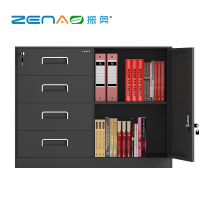 振奥 办公文件柜桌下抽屉活动柜打印机柜移动储物柜铁皮柜带锁收纳 偏四抽矮柜