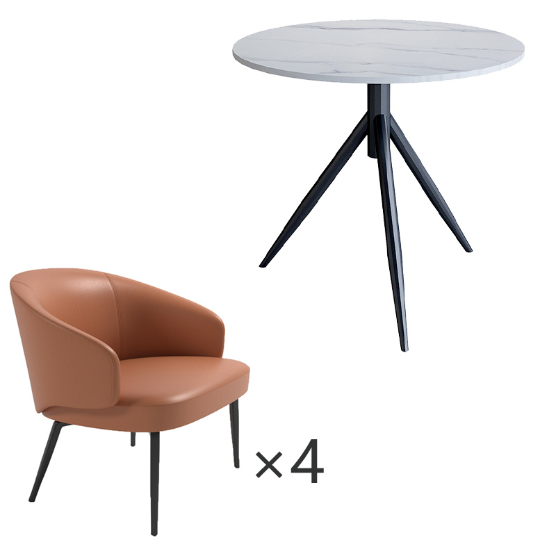 中豫鑫泽ZYXZ-VC4120119 圆桌餐桌小户型家用桌简约接待洽谈桌 1桌3椅