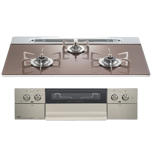 日本原装进口NORITZ/能率燃气灶Piat Multi Grill系列玫瑰金N3S13PWASZSTES天然气75cm